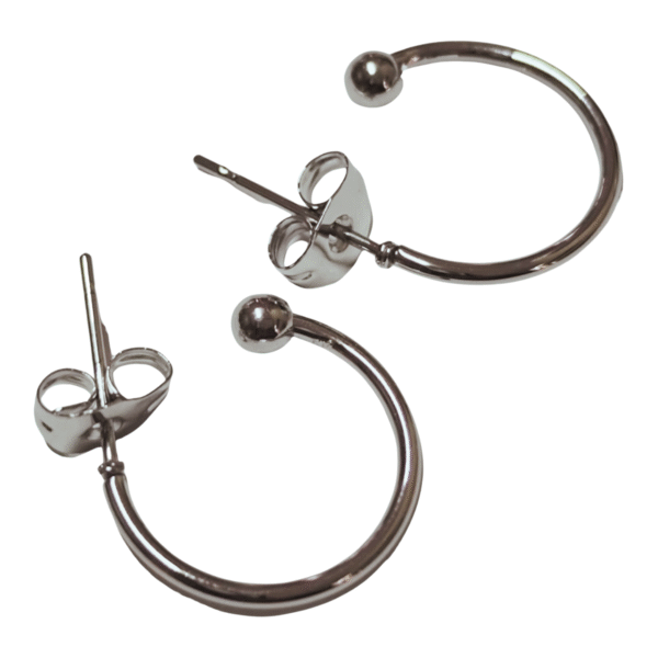 C- shaped pair of earrings, Stainless steel, 15mm - Image 2