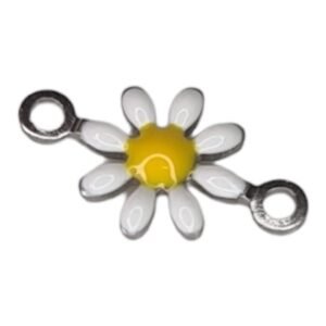 5 Pcs Daisy spacer in stainless steel, white and Yellow, 8x13mm