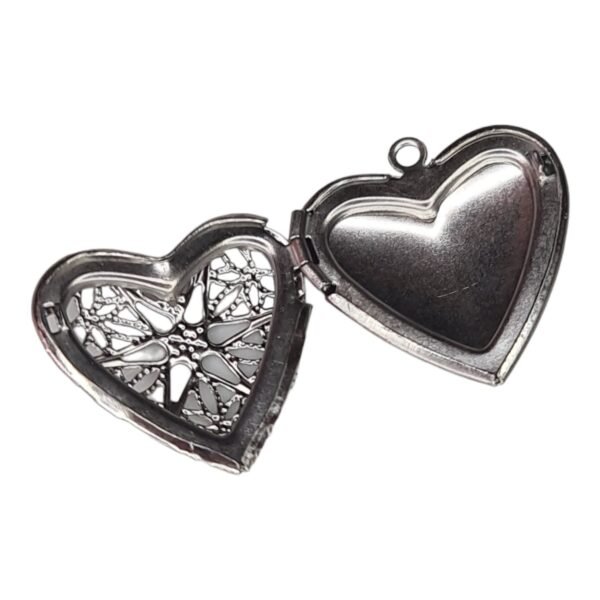 Heart locket pendant, stainless steel, 26mm - Image 2