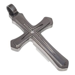 Cross pendant, silver, stainless steel, 52mm