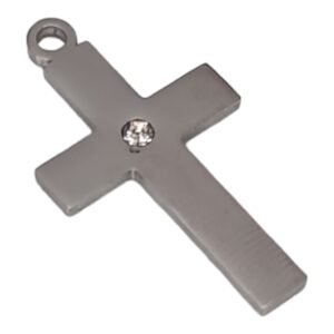 Cross pendant, stainless steel, 25mm