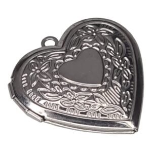 Heart locket pendant, stainless steel, 30mm