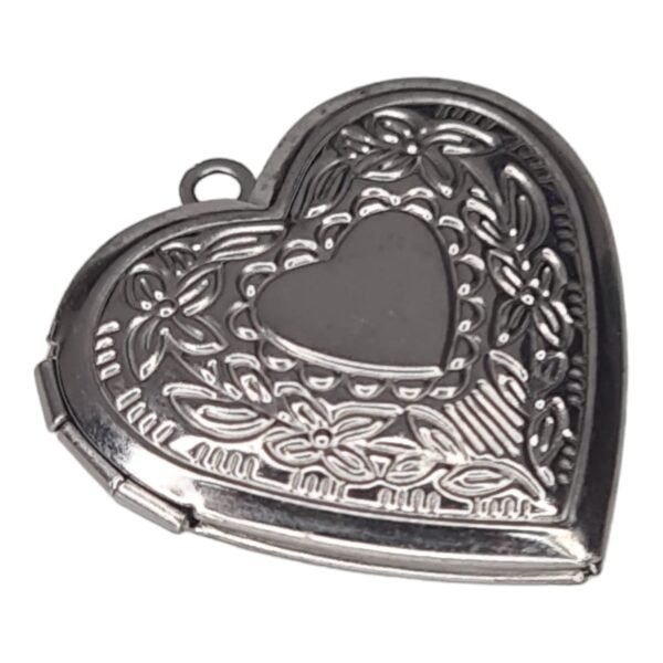 Heart locket pendant, stainless steel, 30mm