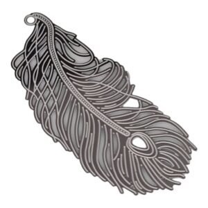 Feather pendant, stainless steel, 50mm