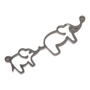 Elephant family pendant, stainless steel, 8x30mm