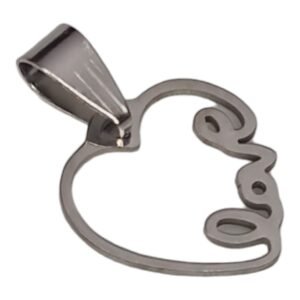 Love heart pendant, stainless steel, 25mm
