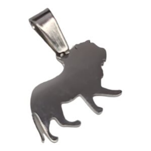 Lion pendant, stainless steel, 30mm