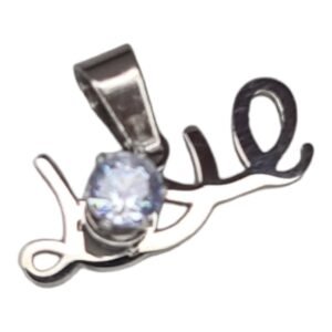 Love rhinestone pendant, stainless steel, 16mm