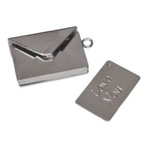 Envelope w letter locker pendant, stainless steel, 25mm