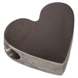 Heart bead in stainless steel, 11x13mm