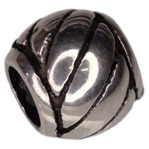 Barrel bead in stainless steel, twist design, 8x10mm