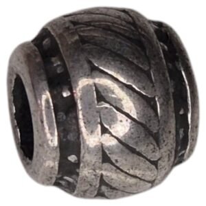 Barrel bead in stainless steel, rope design, 9x10mm