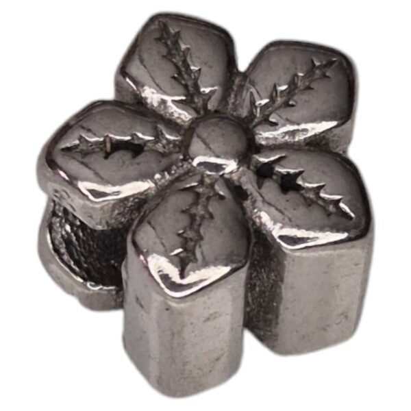 Bead in stainless steel, flower design, 11mm
