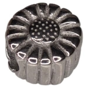 Bead in stainless steel, daisy design, 11mm