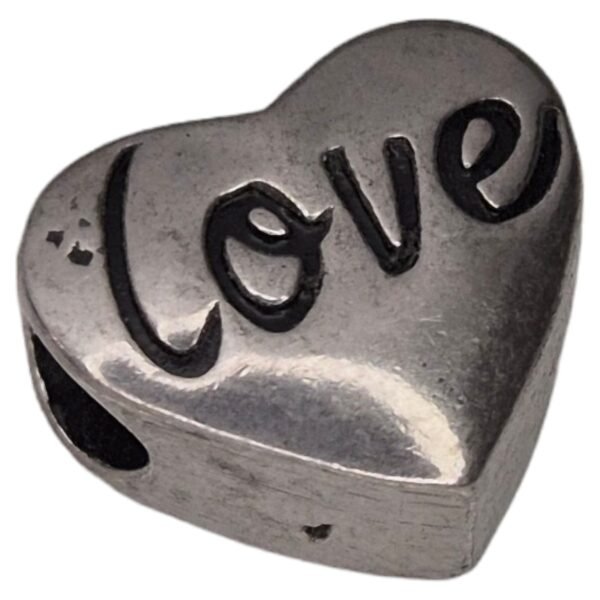 Heart bead in stainless steel, "love", 14x16mm