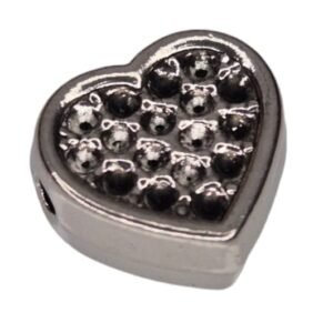 Heart bead in stainless steel, 14mm
