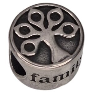 Bead in stainless steel, tree design, 11mm