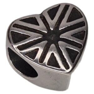 Heart bead in stainless steel, 11mm