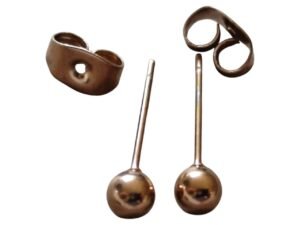 1 pair ball stud earring, 4mm ball, stainless steel rose gold