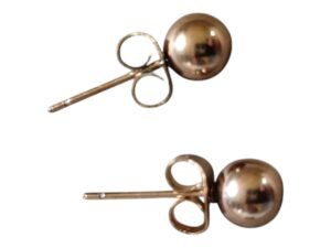 1 pair ball stud earring, 6mm ball, stainless steel rose gold