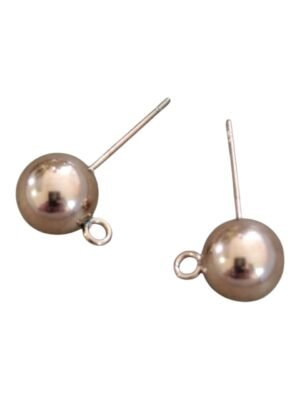 1 pair ball stud earring with open ring, 8mm ball, stainless steel rose gold