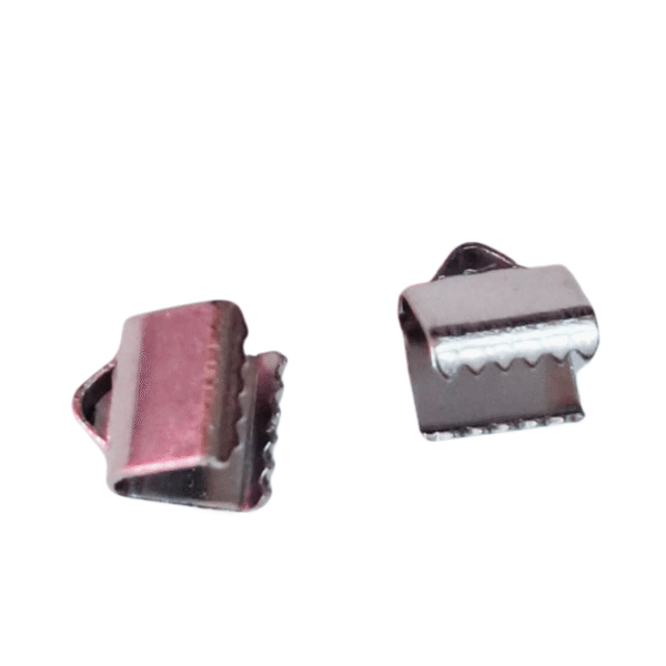 17 x Ribbon crimp end, 6mm wide, Stainless steel - Image 2