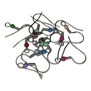5x Sheperds hook pair w colored ball in stainless steel, 20mm