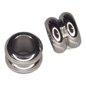 2x Ringed bead in stainless steel, 5.4 x 4.6mm, 4mm diameter hole