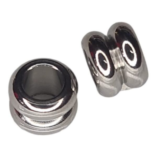 2x Ringed bead in stainless steel, 5.4 x 4.6mm, 4mm diameter hole