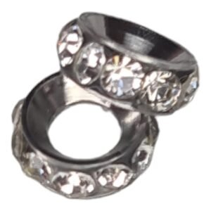 10 pcs Rondelle w rhinestones in stainless steel, 4x10mm