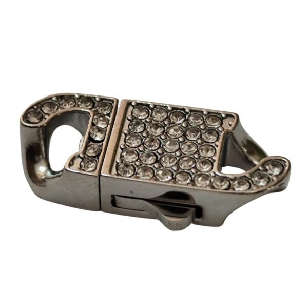 Stainless steel clasp w rhinestone inlay, 24mm - Image 2
