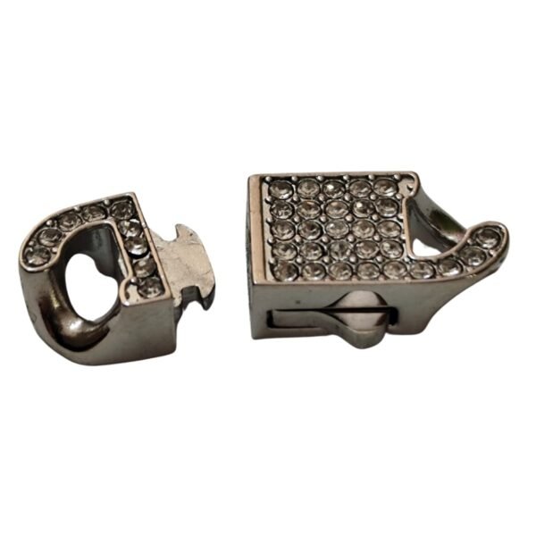 Stainless steel clasp w rhinestone inlay, 24mm - Image 3