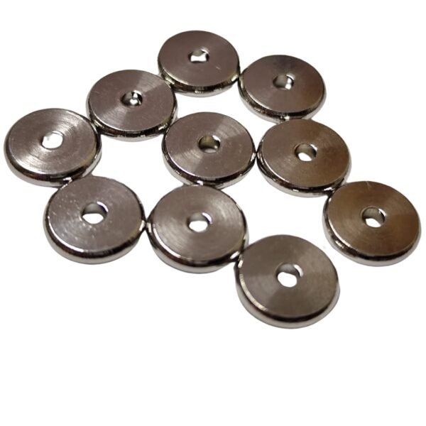 52 pcs Disc bead in stainless steel, 9.9 x 2mm, 2.1mm hole - Image 2