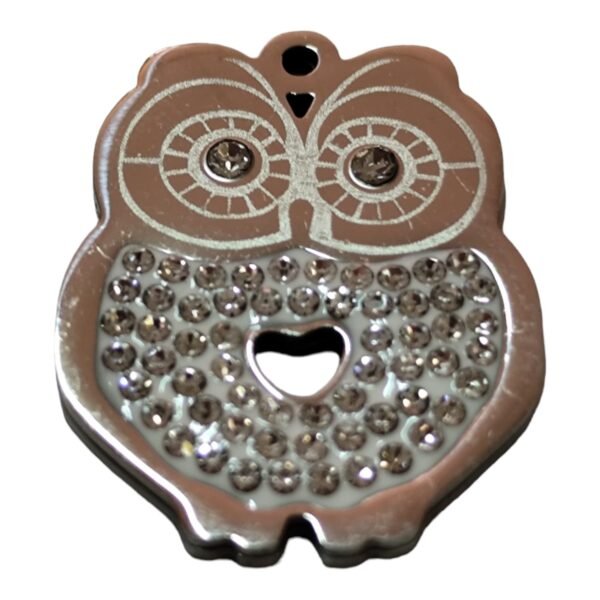 Rhinestone owl Pendant, Stainless steel, 26.5mm x 21mm - Image 2