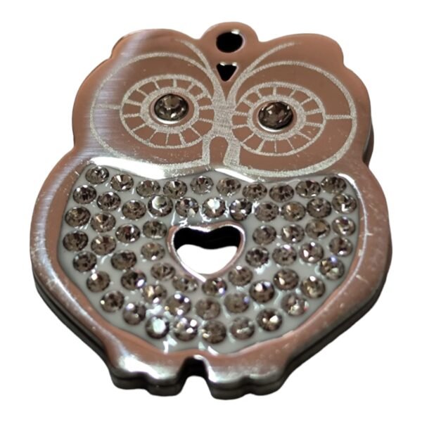 Rhinestone owl Pendant, Stainless steel, 26.5mm x 21mm - Image 3