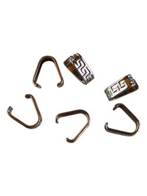 6 x Stainless steel bail with Greek pattern design, 12.6mm