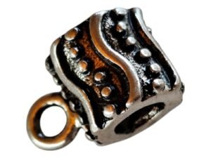 Stainless steel bail sliders spacer, wave and dot pattern, 9 x 9mm
