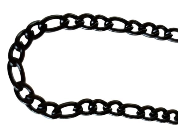 Black Stainless steel Figaro chain w clasp, 4mm, 60cm, - Image 2