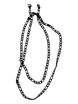 Black Stainless steel Figaro chain w clasp, 4mm, 60cm,