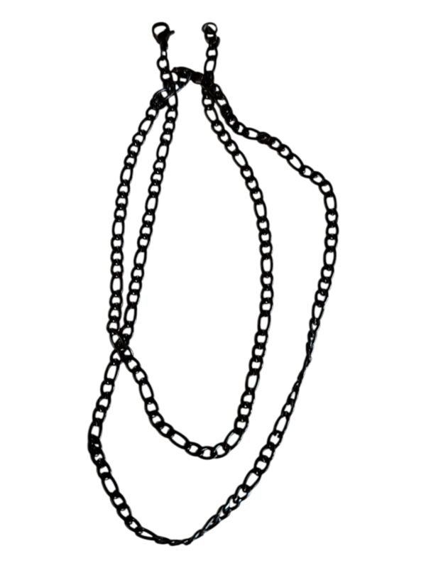 Black Stainless steel Figaro chain w clasp, 4mm, 60cm,