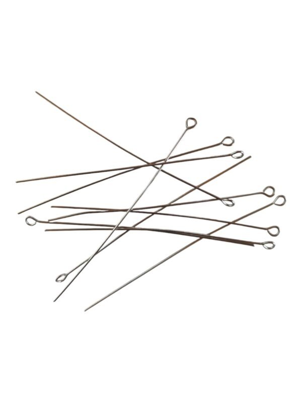 400x Silver coloured eye pins, 0.6 x70mm, Stainless steel