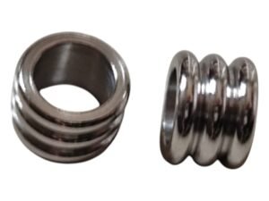 2x Three Ringed bead in stainless steel, 6 x 4.2mm, 4mm diameter hole