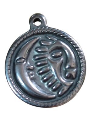 Stainless steel sun and moon coin pendant, 2cm diameter