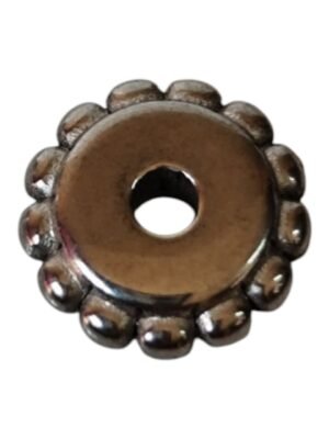 14 pcs Stainless steel textured disc bead, 6.9 x 2mm, 1.5mm hole