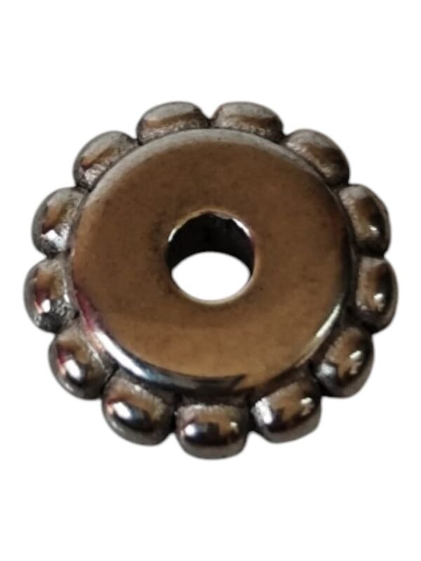 14 pcs Stainless steel textured disc bead, 6.9 x 2mm, 1.5mm hole
