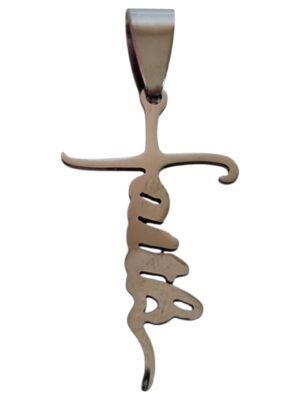 Faith Cross Pendant, Stainless Steel, 1.6 x 3.5cm