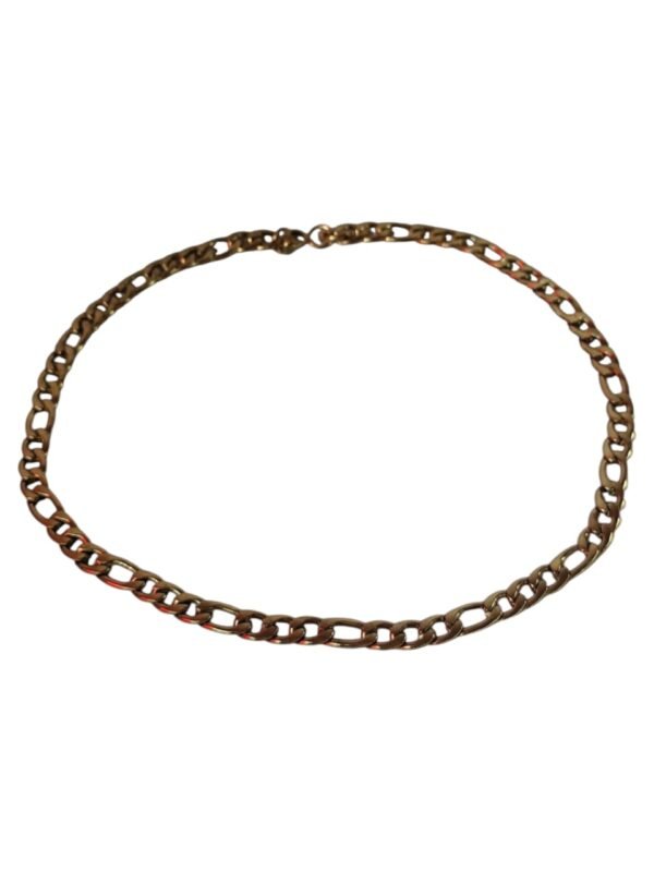 Stainless-steel Figaro chain in gold, 65cm long including clasp, 9.05mm wide chain