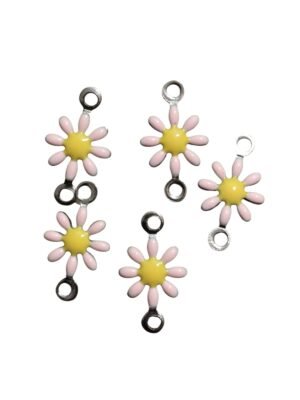 5 pcs Daisy spacer in stainless steel, pink, 8x13mm