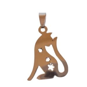 Cat with stars pendant, Stainless steel, 40 x 24mm