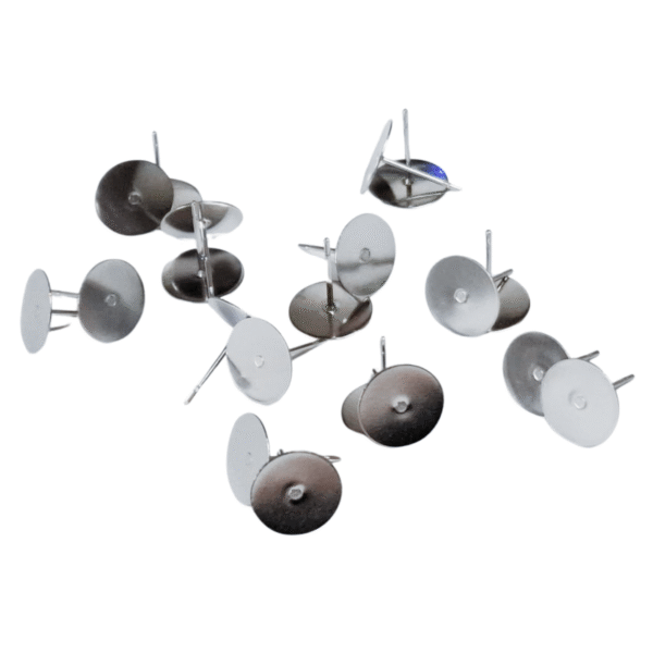 10x Pairs of flat earring component, DIY item, Stainless Steel, 10mm - Image 2